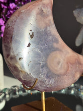 Load image into Gallery viewer, Pink Amethyst Moon Crystal, Double Sided Display with Stand 3070