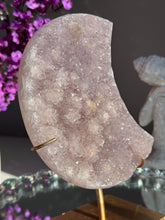 Load image into Gallery viewer, Druzy amethyst moon with pink. amethyst healing crystals 3072