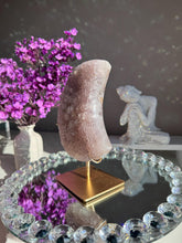 Load image into Gallery viewer, Druzy amethyst moon with pink. amethyst healing crystals 3072