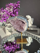 Load image into Gallery viewer, Amethyst geode with agate banding healing crystals 3054
