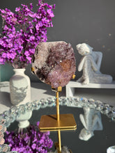 Load image into Gallery viewer, Rare sprinkled pink druzy and amethyst cluster 3090