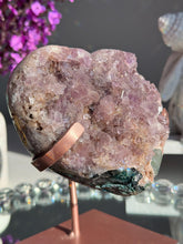 Load image into Gallery viewer, XL Druzy pink amethyst heart with Amethyst and jasper 3078