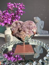 Load image into Gallery viewer, XL Druzy pink amethyst heart with Amethyst and jasper 3078