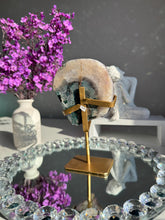 Load image into Gallery viewer, Rare sprinkled pink druzy and amethyst cluster 3090