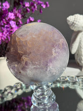 Load image into Gallery viewer, XL Peachy sugar Amethyst sphere geode sphere 3124