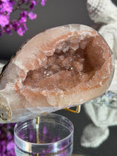 Load image into Gallery viewer, Coral orange Rainbow amethyst geode 3121