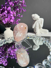 Load image into Gallery viewer, Pink Rainbow amethyst geode with calcite 3118