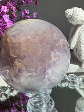 Load image into Gallery viewer, XL Peachy sugar Amethyst sphere geode sphere 3124