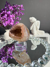 Load image into Gallery viewer, Coral orange Rainbow amethyst geode 3121