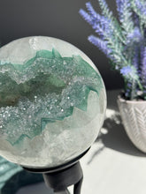 Load image into Gallery viewer, RARE druzy green amethyst sphere 3146