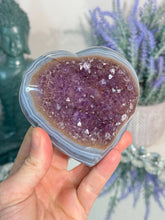 Load image into Gallery viewer, Druzy amethyst heart with agate 3170
