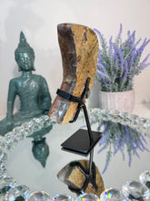 Load image into Gallery viewer, Druzy amethyst moon with deep coral red banding 3179 amethyst geode