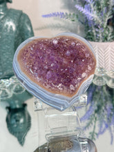 Load image into Gallery viewer, Druzy amethyst heart with agate 3170