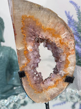 Load image into Gallery viewer, Rare Amethyst portal crystal with orange agate banding 3178