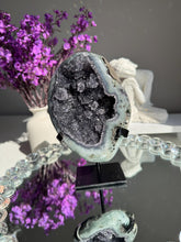 Load image into Gallery viewer, Druzy Amethyst geode with jasper healing crystals 3202