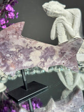 Load image into Gallery viewer, Druzy Pink amethyst shark with amethyst 3197
