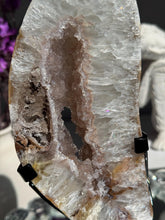 Load image into Gallery viewer, Druzy Amethyst portal with pink banding healing crystals 3202