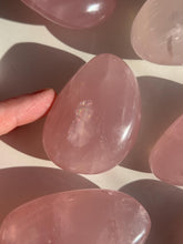 Load image into Gallery viewer, Star Rose Quartz Sphere, Flame, and Palm Stone