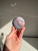 Load image into Gallery viewer, Pink Swazi Agate Sphere and Palm Stone, Smooth Polished Gemstone