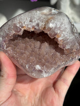Load image into Gallery viewer, pink Rainbow sugar amethyst geode 3285