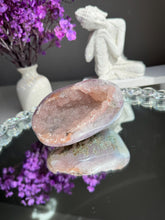 Load image into Gallery viewer, pink Rainbow sugar amethyst geode 3287
