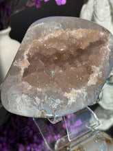 Load image into Gallery viewer, pink Rainbow sugar amethyst geode 3286