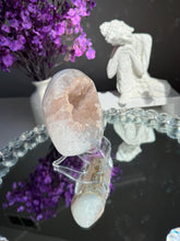 Load image into Gallery viewer, pink Rainbow sugar amethyst geode 3286
