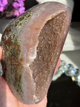 Load image into Gallery viewer, pink Rainbow sugar amethyst geode 3284