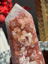 Load image into Gallery viewer, Rare Natural Red Pink Amethyst Tower, Druzy Crystal Decor, Brazilian Quartz Healing Stone 3304