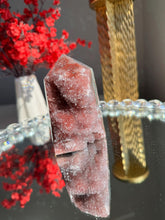 Load image into Gallery viewer, Natural Red Pink Amethyst Tower, Druzy Crystal Decor, Brazilian Quartz Healing Stone 3305