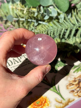 Load image into Gallery viewer, Brazilian Rose Quartz Sphere with Asterism Stone for Love Heart Chakra and Spiritual Healing 3313 F