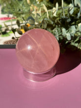 Load image into Gallery viewer, Rose Quartz Sphere with Asterism Stone for Love Heart Chakra and Spiritual Healing 3317