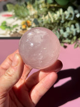 Load image into Gallery viewer, Rose Quartz Sphere with Asterism Stone for Love Heart Chakra and Spiritual Healing 3327 D