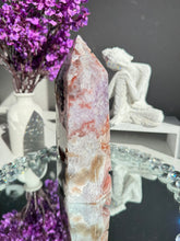 Load image into Gallery viewer, Druzy pink amethyst tower with amethyst 2592