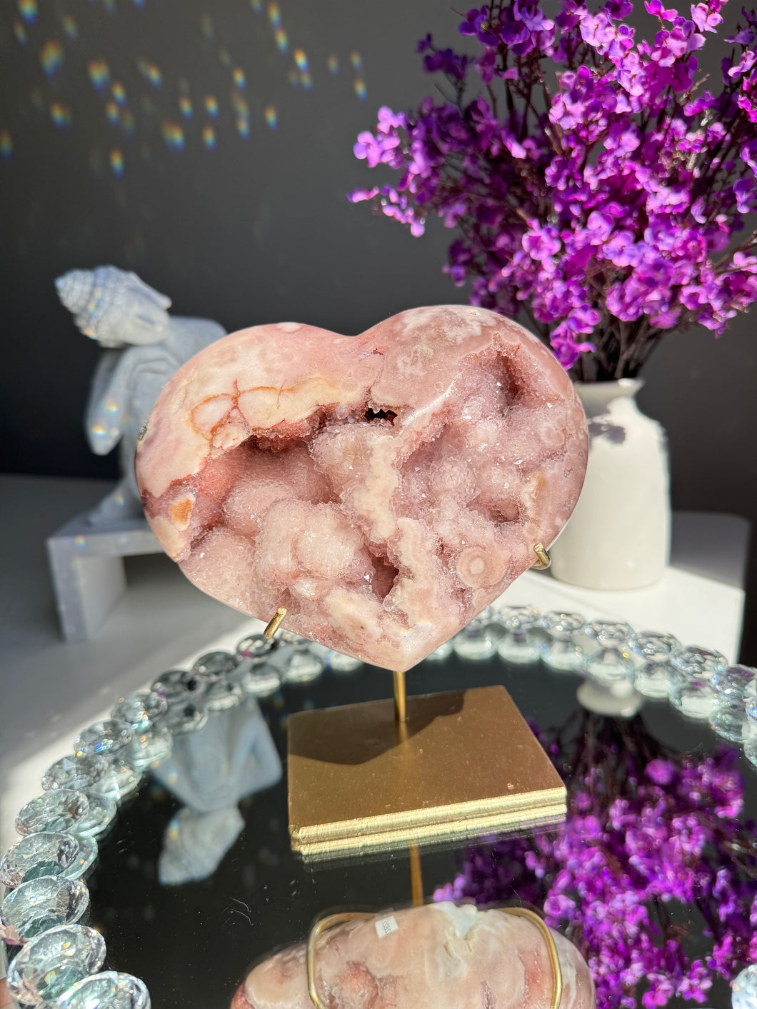 Druzy Pink amethyst heart 2822