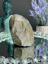Load image into Gallery viewer, Rainbow amethyst cut base with calcite 2738

