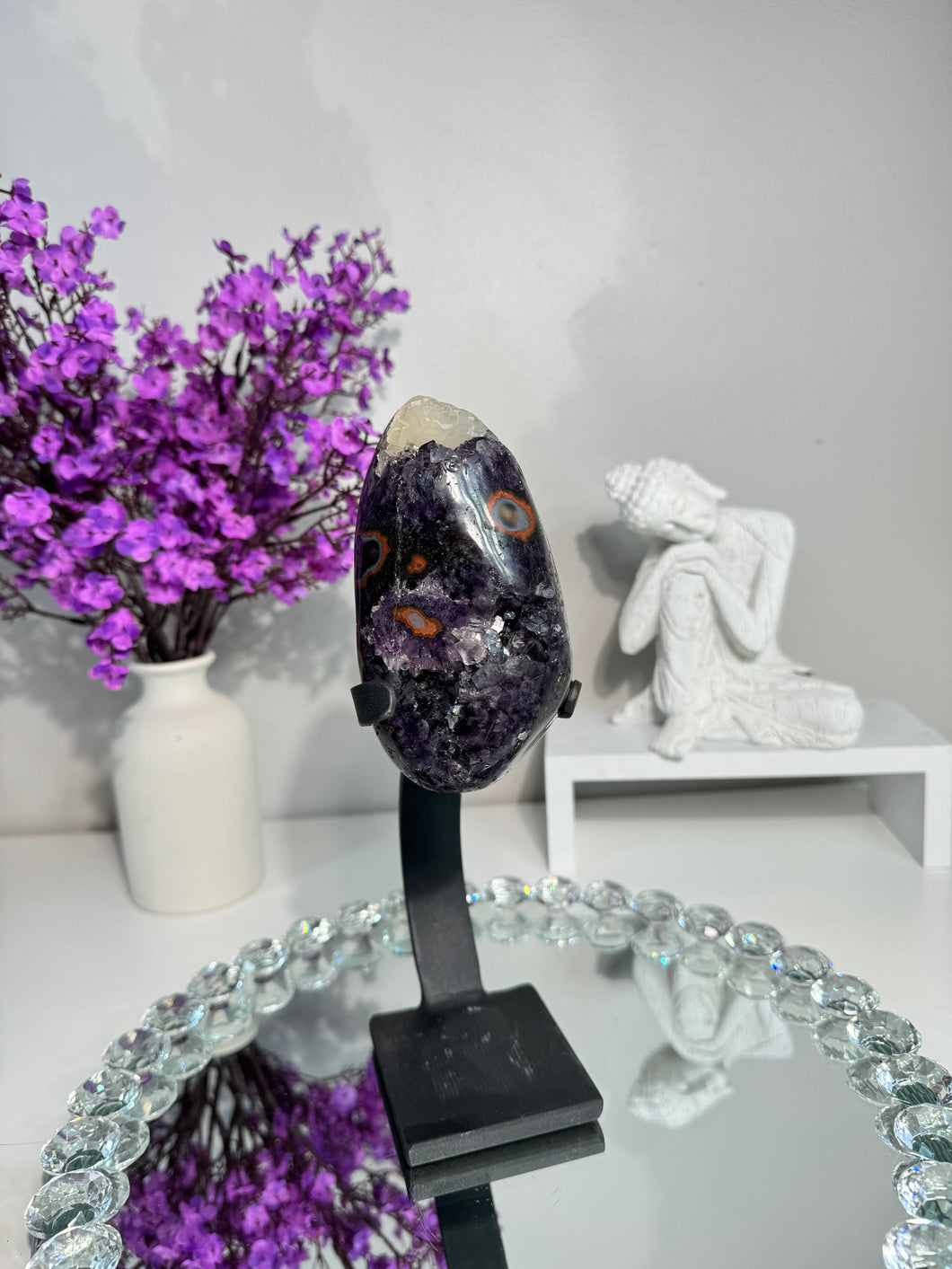 Rare Amethyst geode with calcite and agate 2862