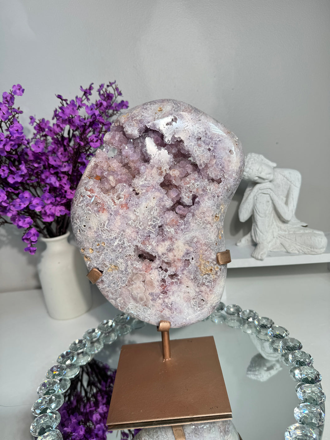 Pink amethyst slab with amethyst druzy 2778