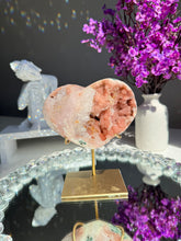 Load image into Gallery viewer, Druzy Pink amethyst heart with quartz 2818
