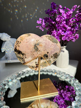 Load image into Gallery viewer, Pink amethyst heart with amethyst geode 2820
