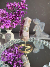 Load image into Gallery viewer, Pink amethyst moon with amethyst healing crystals 3074
