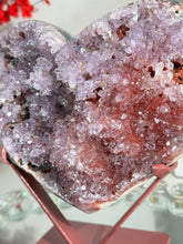 Load image into Gallery viewer, Red Druzy pink amethyst heart with amethyst 2842
