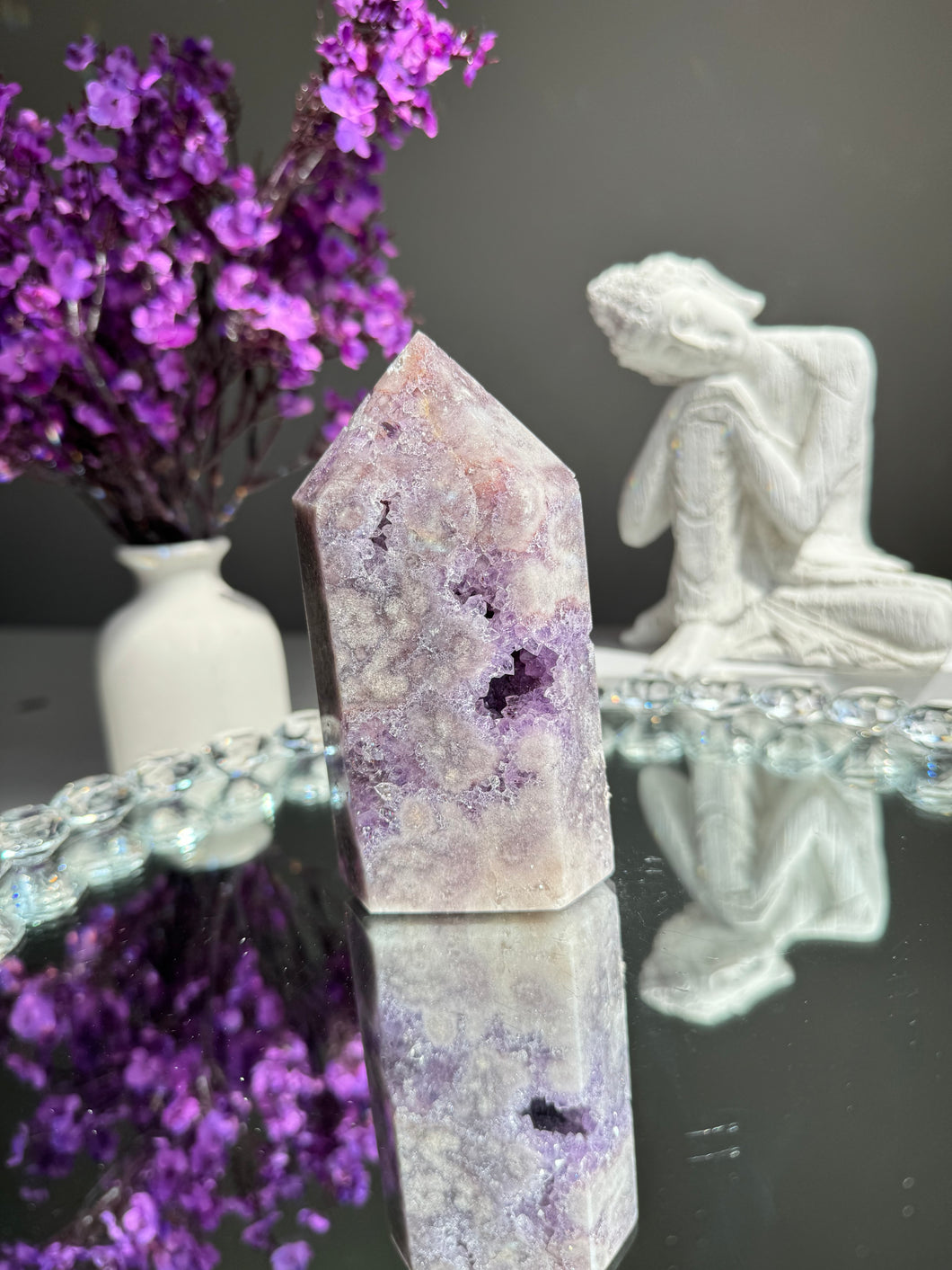 pink amethyst tower with amethyst 2788