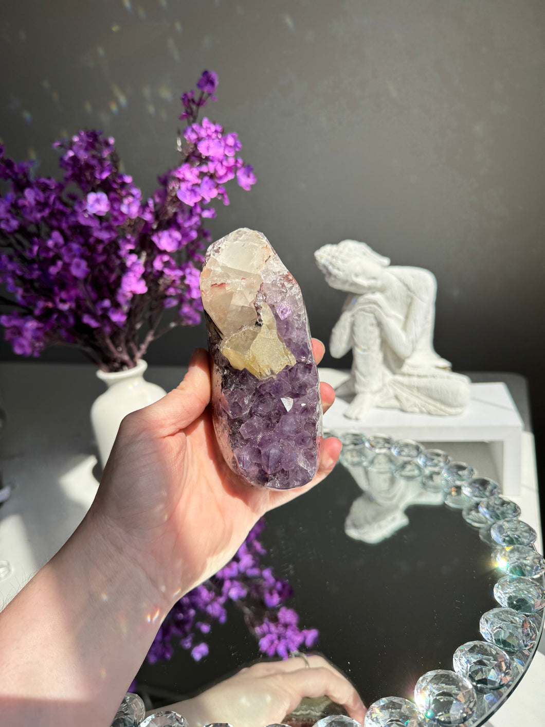 Amethyst geode with calcite  2728