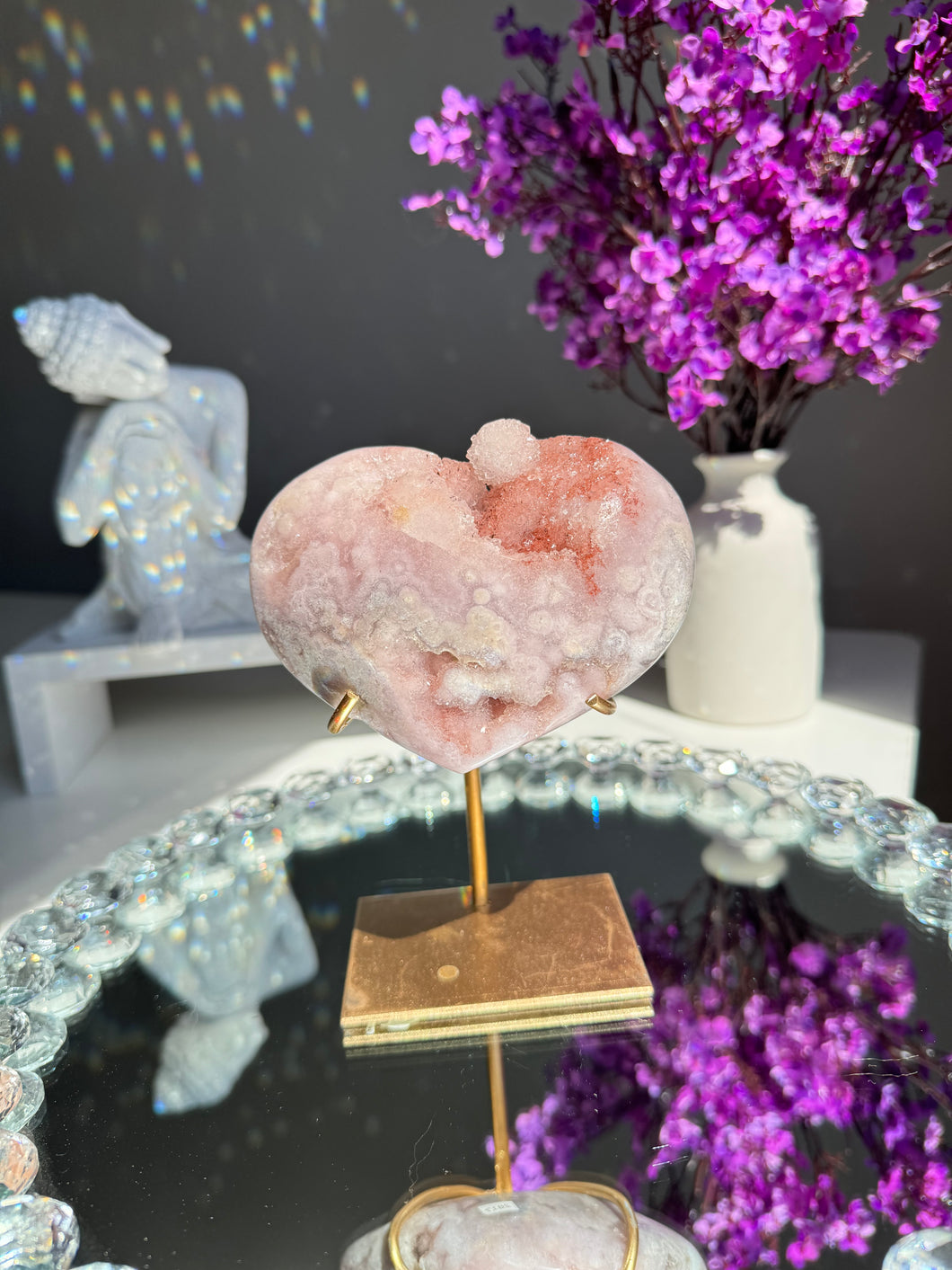 Bubbly Pink amethyst heart 2817