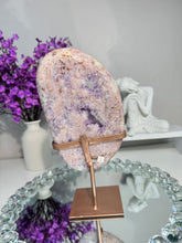 Load image into Gallery viewer, Pink amethyst slab with amethyst druzy 2777
