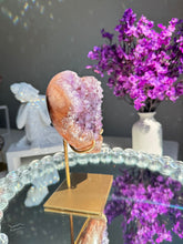 Load image into Gallery viewer, Druzy amethyst and Pink amethyst heart 2819
