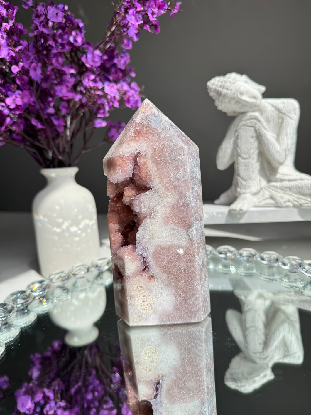 Druzy pink amethyst tower 2787