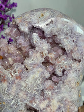 Load image into Gallery viewer, Pink amethyst slab with amethyst druzy 2778
