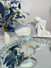 Load image into Gallery viewer, Blue and white Druzy agate heart 2826
